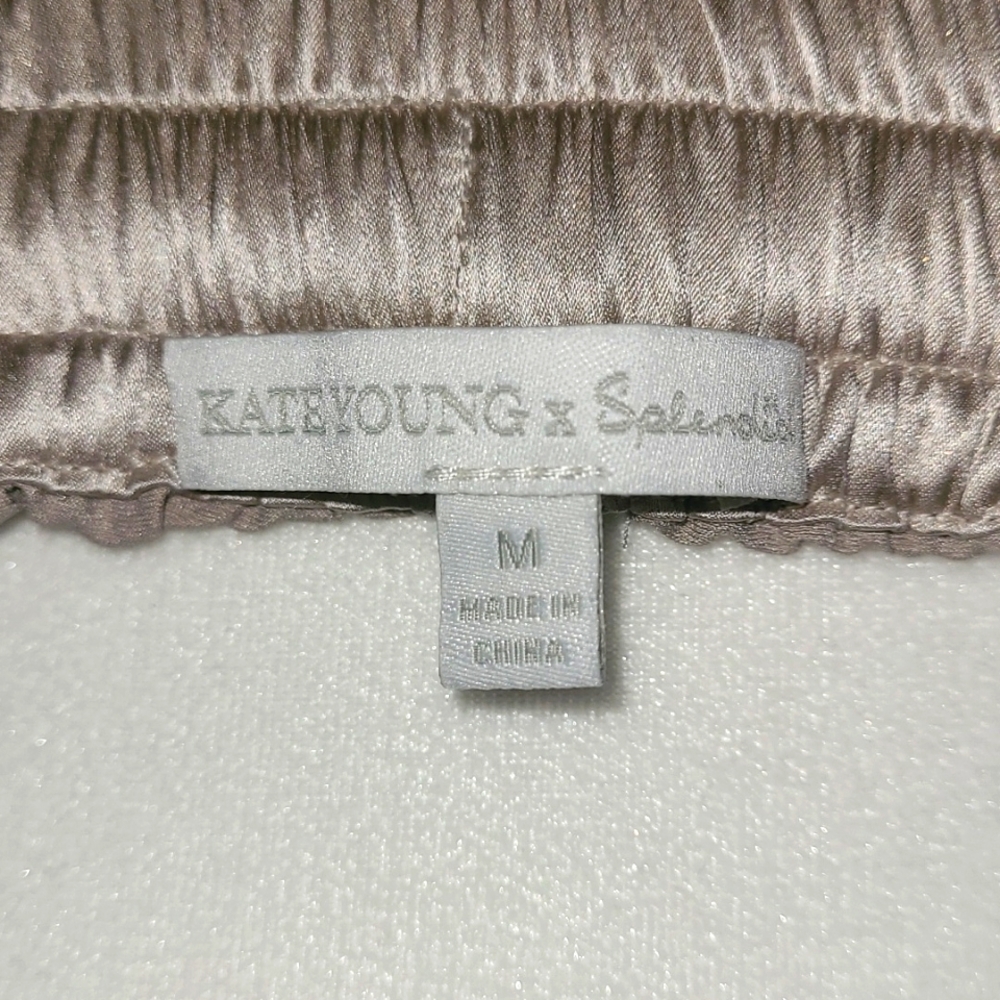 Kate Young x Splendid Silk Wide leg Pants - Picture 6 of 7